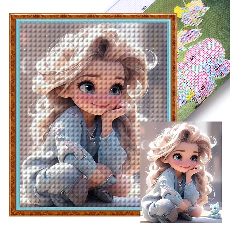 Cute Girl 11CT Stamped Cross Stitch 40*50CM