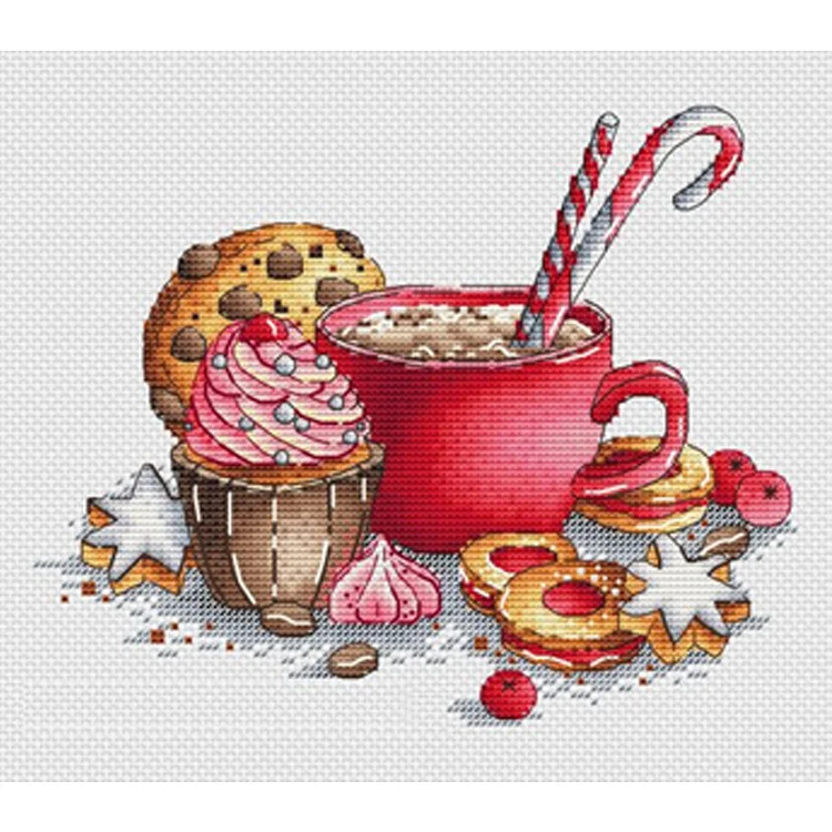 『YiShu』Kitchen Dessert - 11CT Stamped Cross Stitch(25*21cm)