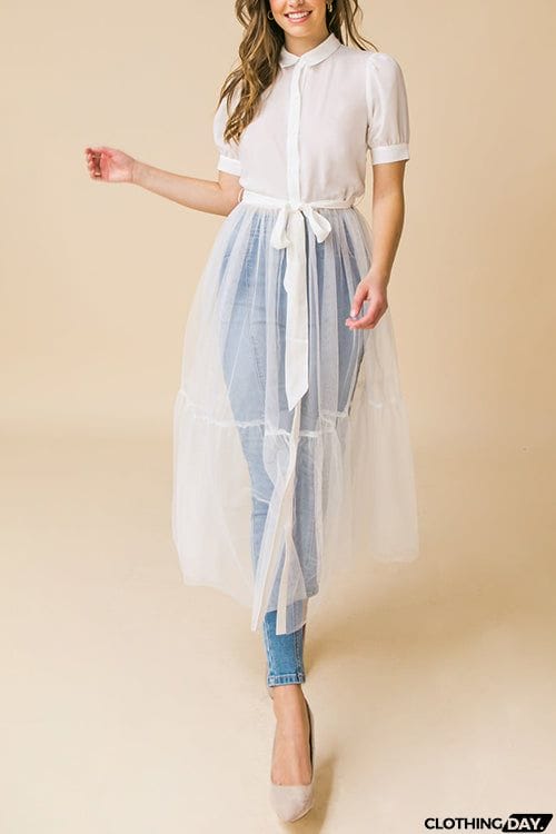 Showing Off A Little Shirt Cover Dress