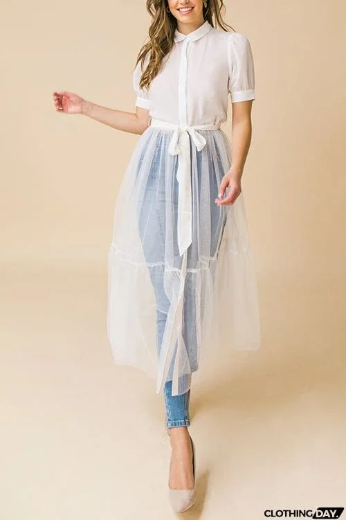 Showing Off A Little Shirt Cover Dress