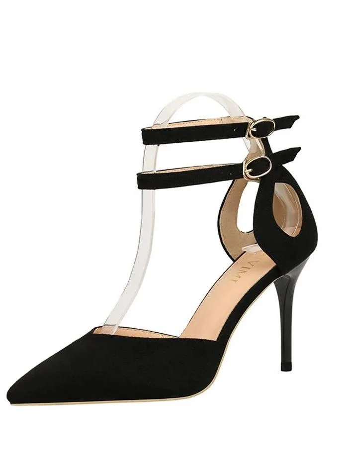 Color Block Stiletto Heel Suede Sandals