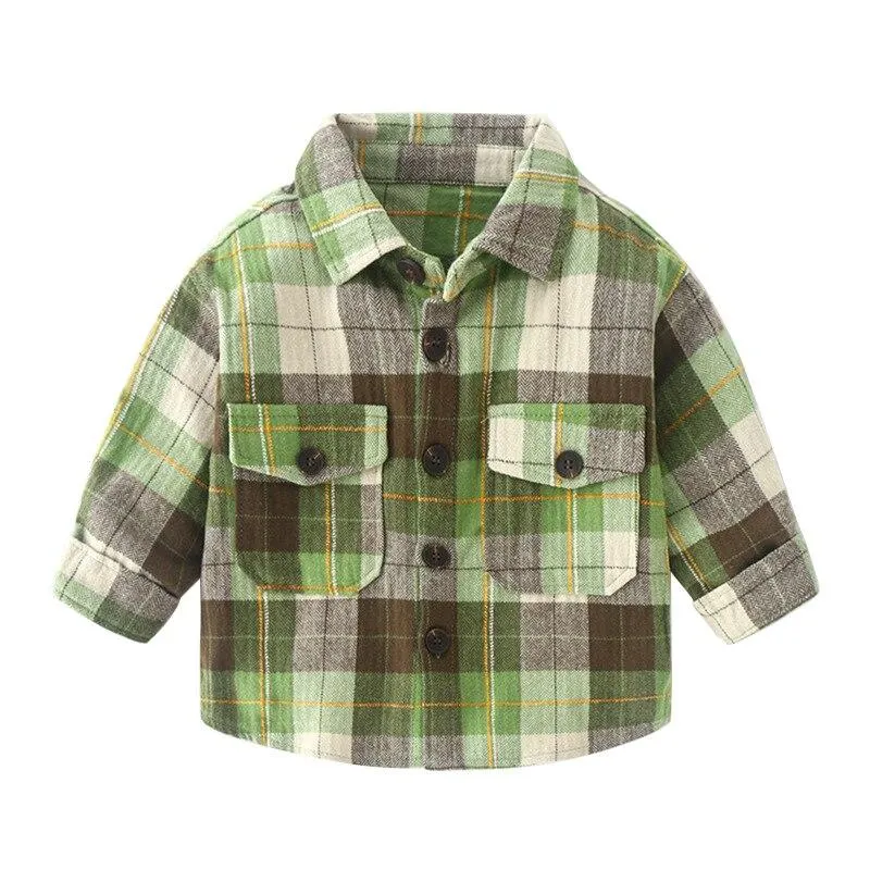 Mudkingdom Boys Shirts Plaid Turn-Down Collar Long Sleeve Autumn Classic Tops
