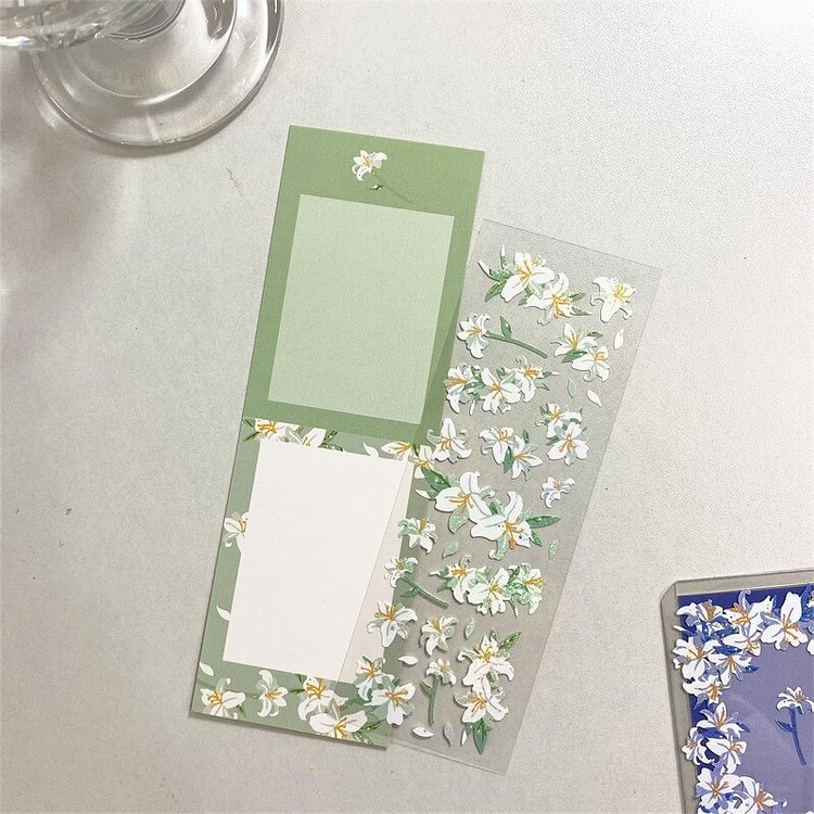 JOURNALSAY 1Pc Cute Lily Laser Sticker Journal Album Decoration Material Diary Stickers
