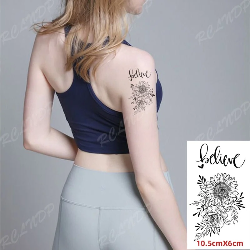 Waterproof Temporary Tattoo Sticker Small Cute Flower Plant Body Art Flash Tatoo Fake Tatto for Women Men