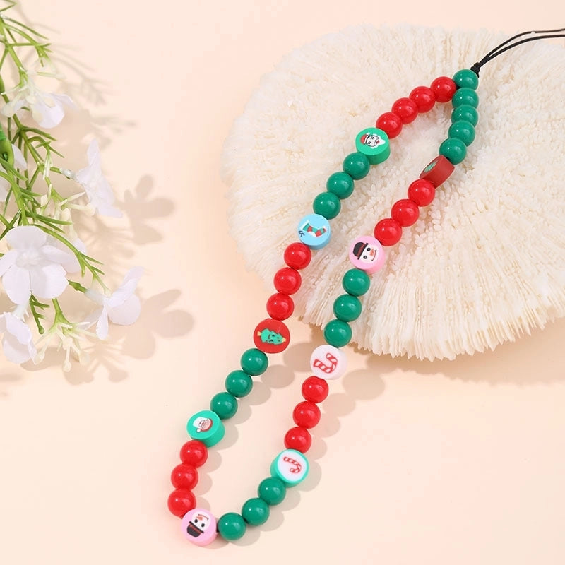 Cute Christmas Tree Santa Claus Plastic Polyester Christmas Mobile Phone Chain