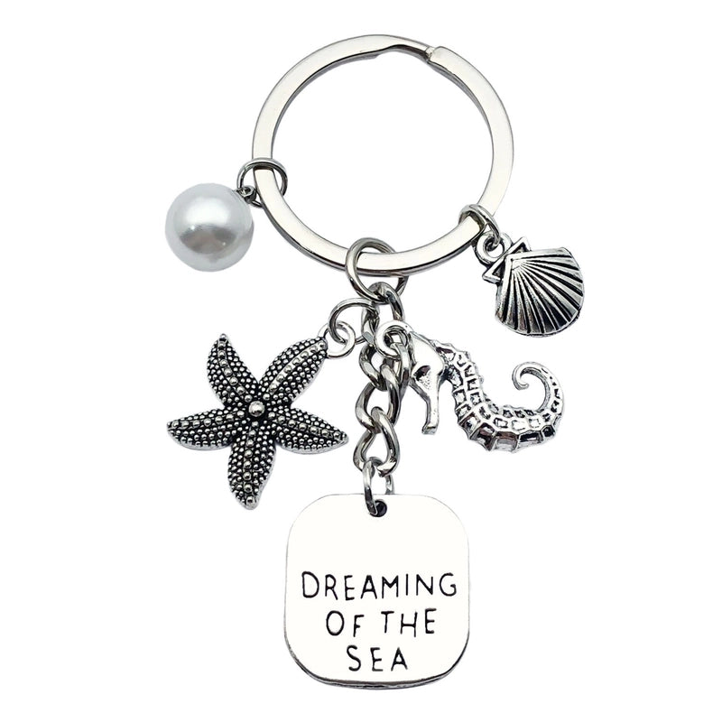 Cute Marine Style Starfish Mermaid Shell Alloy Enamel Bag Pendant Keychain