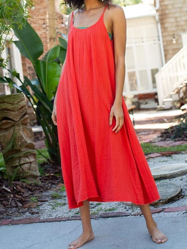 Women's U-neck Sleeveless Maxi Dress