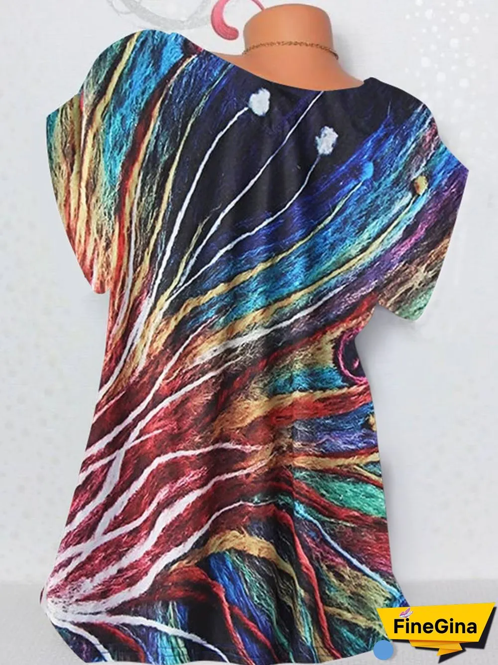 Women Short Sleeve Scoop Neck Print Top