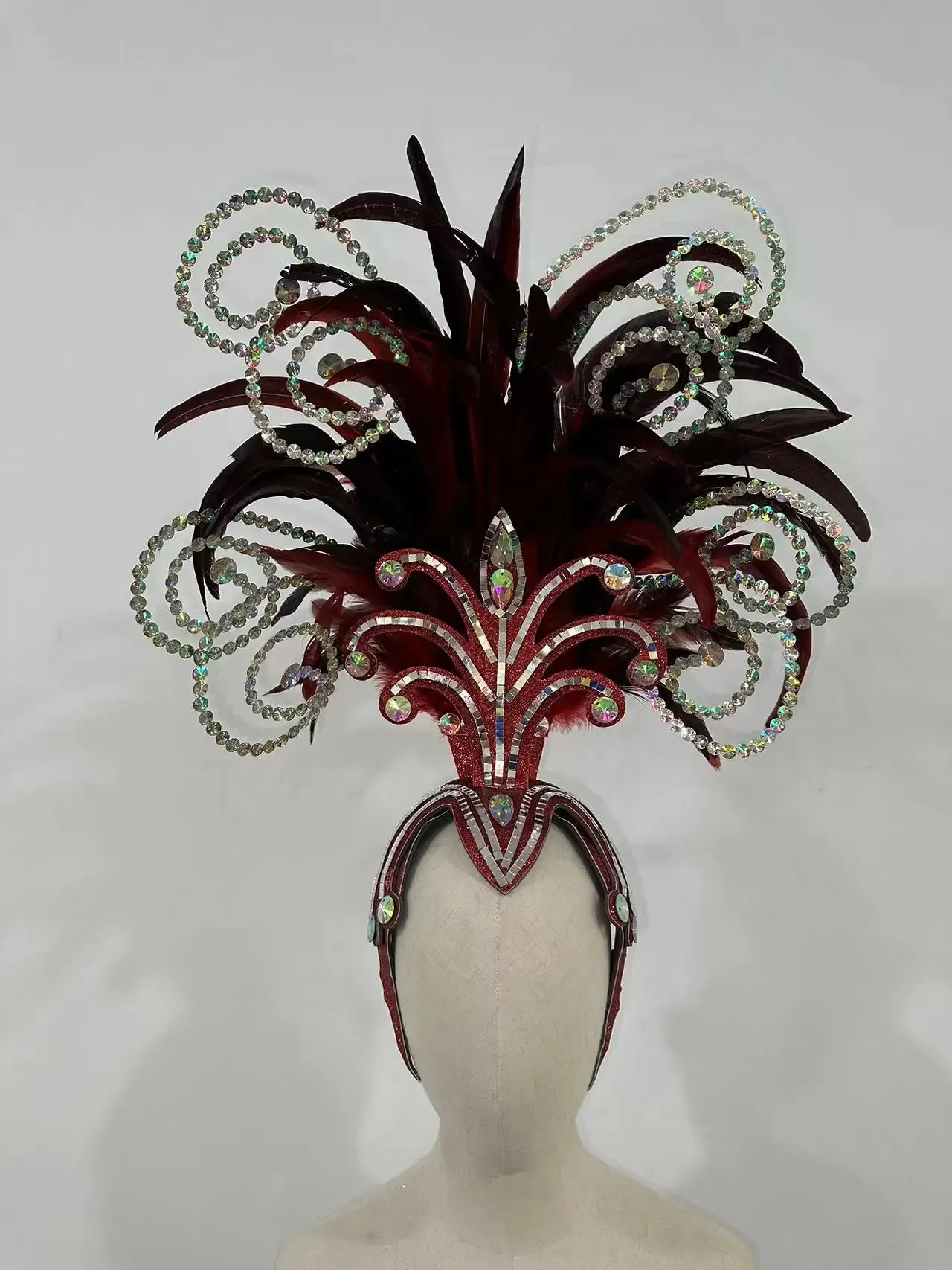 VCSHOES Feather headdress samba costume carnival halloween party bar performance hat makeup dance wings parade