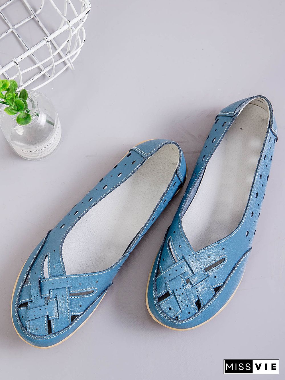 Hollow Leather Soft Sole Shoes