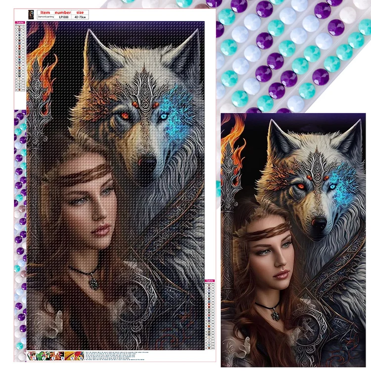  Beauty And The Wolf 40*70CM (Canvas) Full Round Drill Diamond Painting gbfke