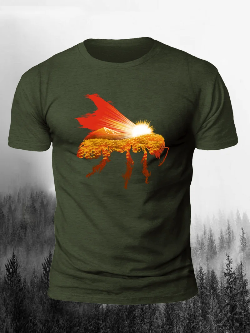 Insect Sunset Print Short Sleeve Men's T-Shirt in  mildstyles