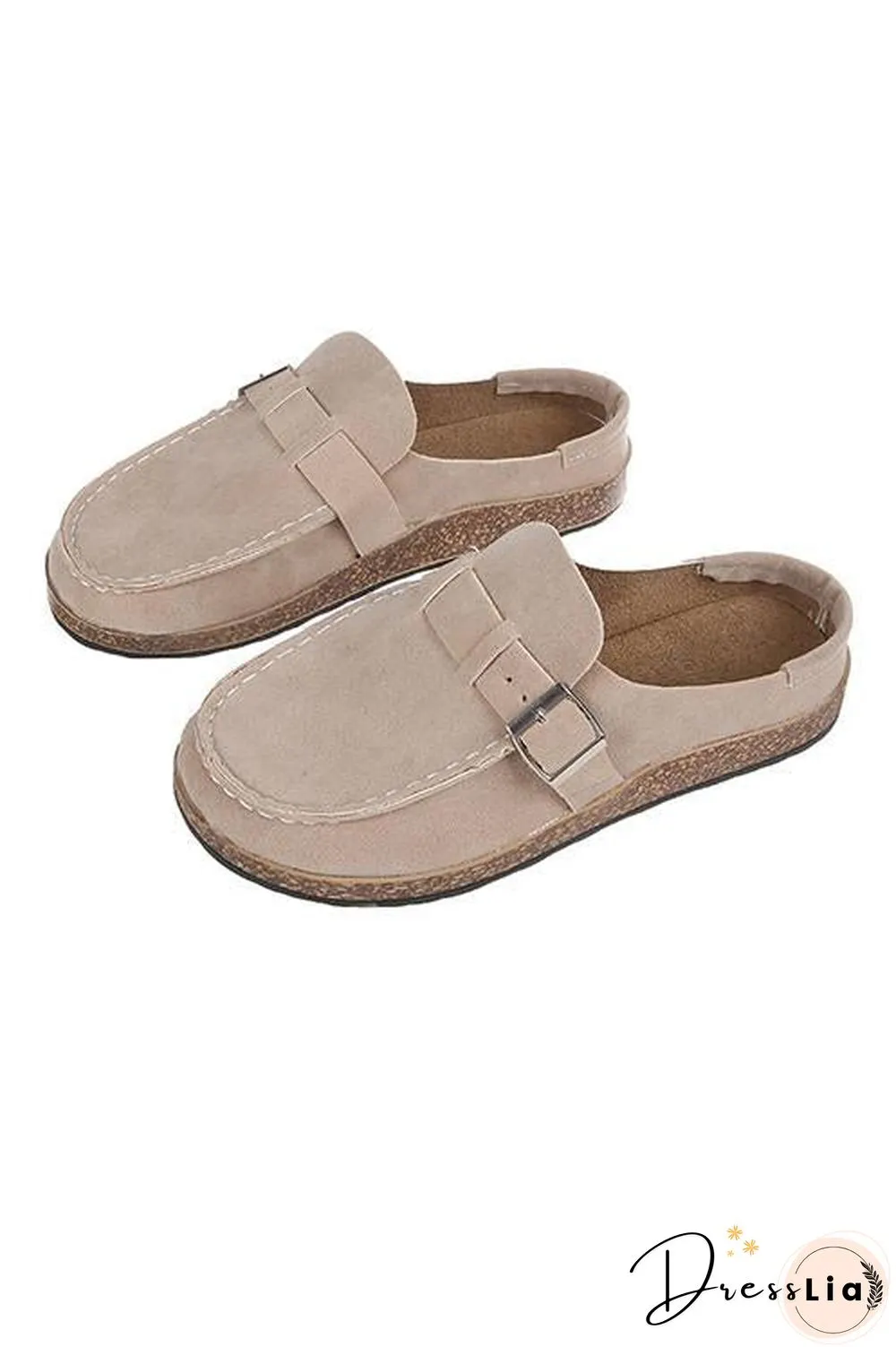 Closed Toe Slip On Slingbacks Nubuck Flat Sandals