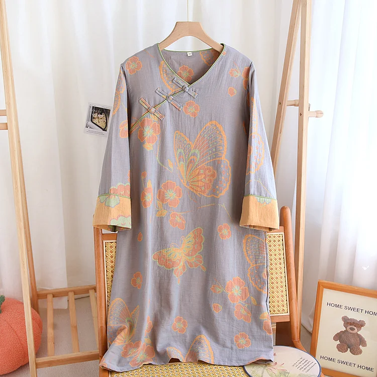 Pure Cotton Elegant Butterfly & Flower Nightdress Radinnoo.com
