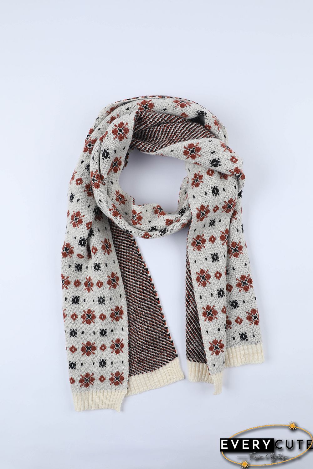 Multicolor Christmas Floret Knitted Shawl Wrap Scarf