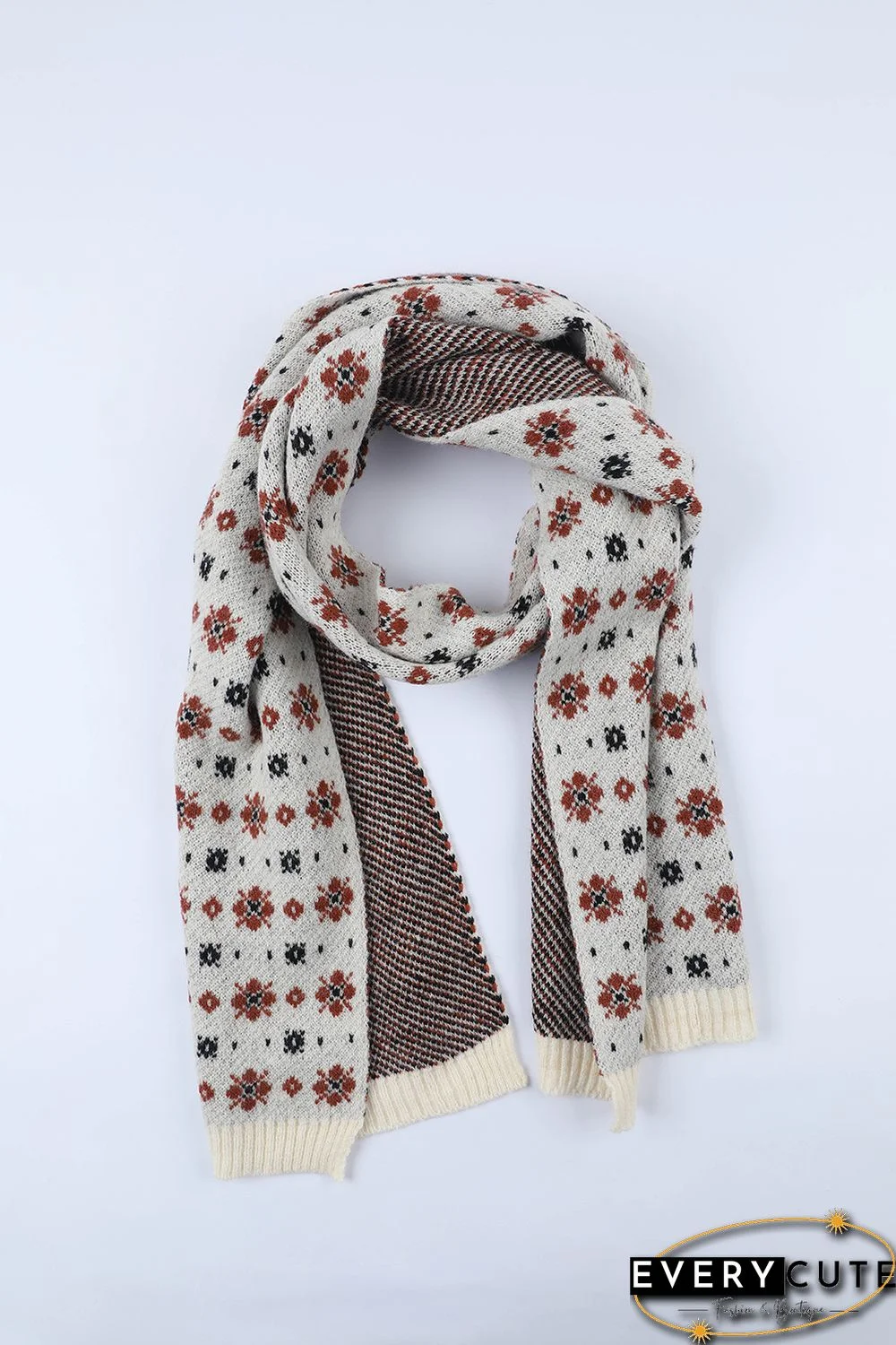 Multicolor Christmas Floret Knitted Shawl Wrap Scarf