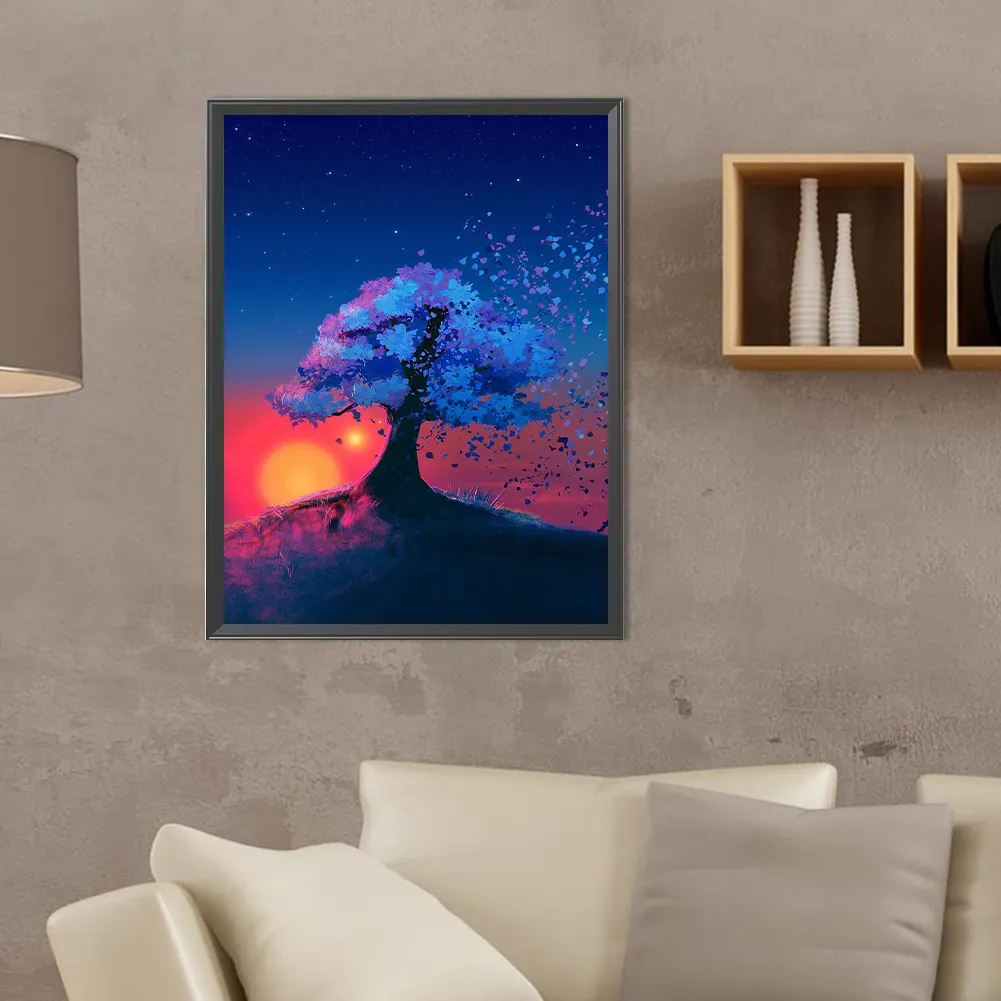 Full Round Diamond Painting 30*40cm - Trees At Sunset