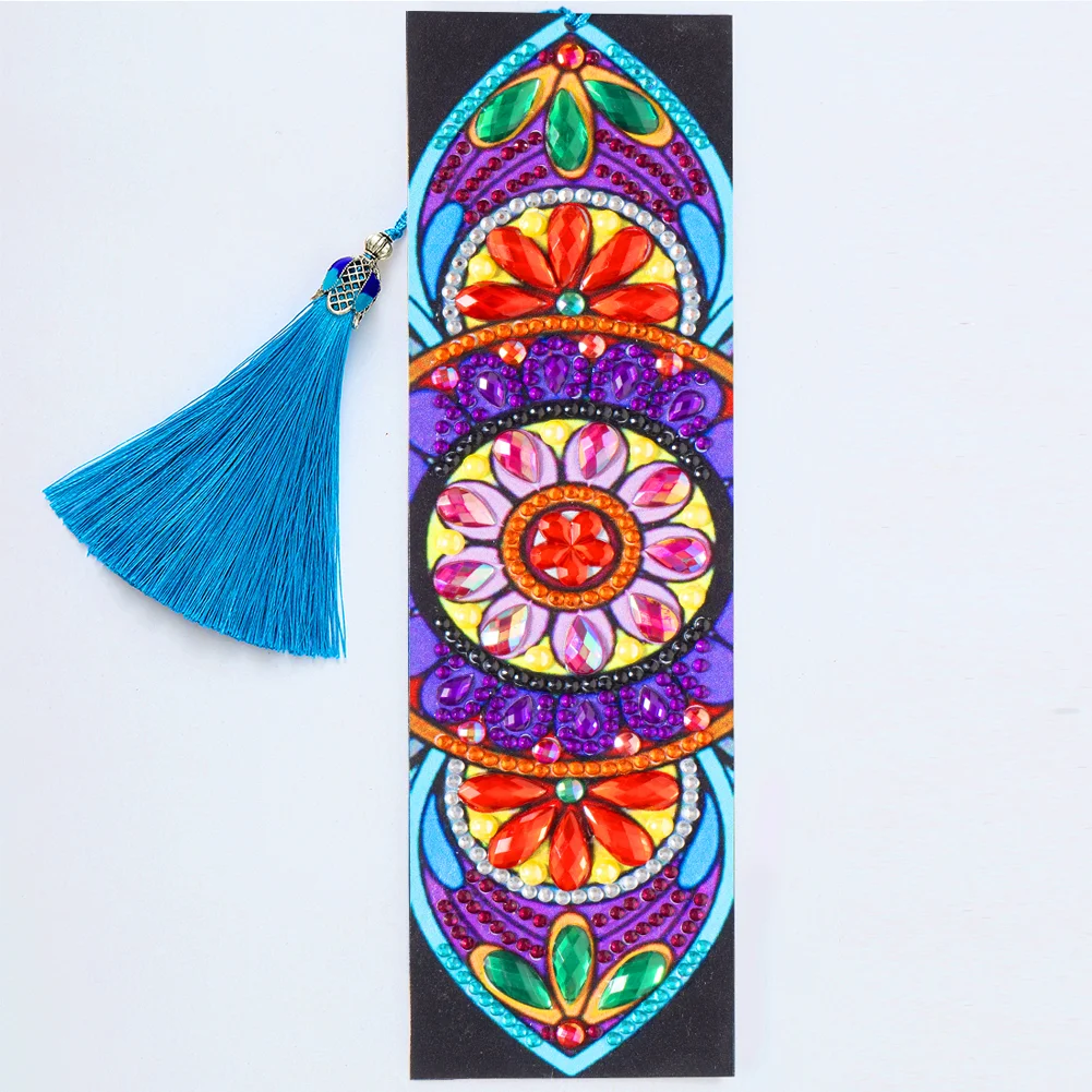 DIY Diamond Painting Leather Bookmark Mandala Tassel Book Marks Craft Art