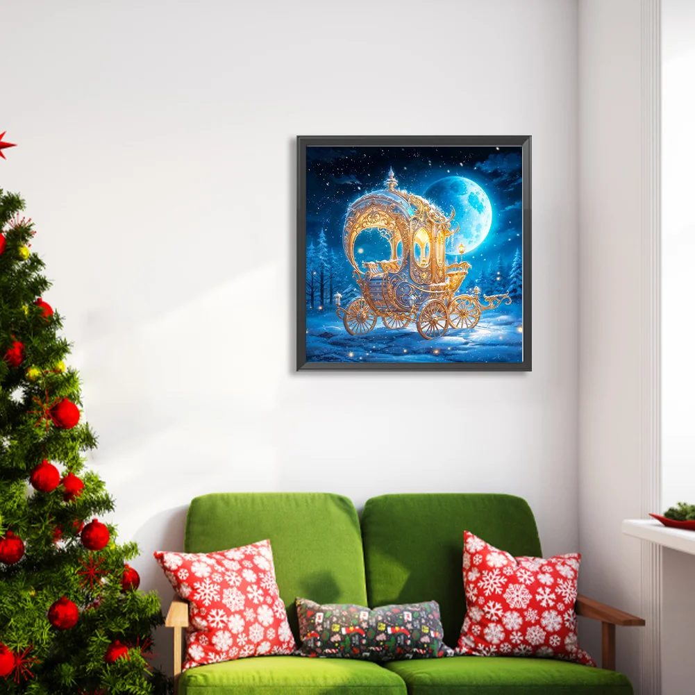 Full Round Diamond Painting 40*40cm - Pumpkin Carriage Under The Quiet Moon