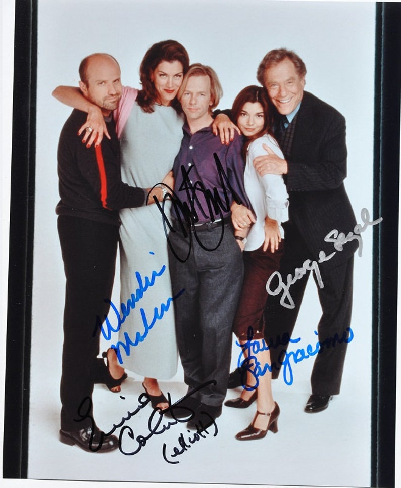 JUST SHOOT ME Cast Signed Photo Poster painting X5 Laura San Giacomo, George Segal, David Spade, Enrico Colantoni, Wende Malick wcoa