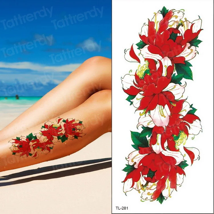 waterproof tattoo temporary sticker tattoo flower water transfer rose temporary tattoos on the body art girls bikini stickers