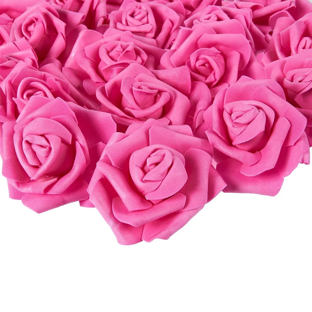 Rose Flower Heads - 100-Pack Artificial Roses, Perfect Wedding Decorations, Baby Showers, Crafts - Blue, 3 x 1.25 x 3 inches