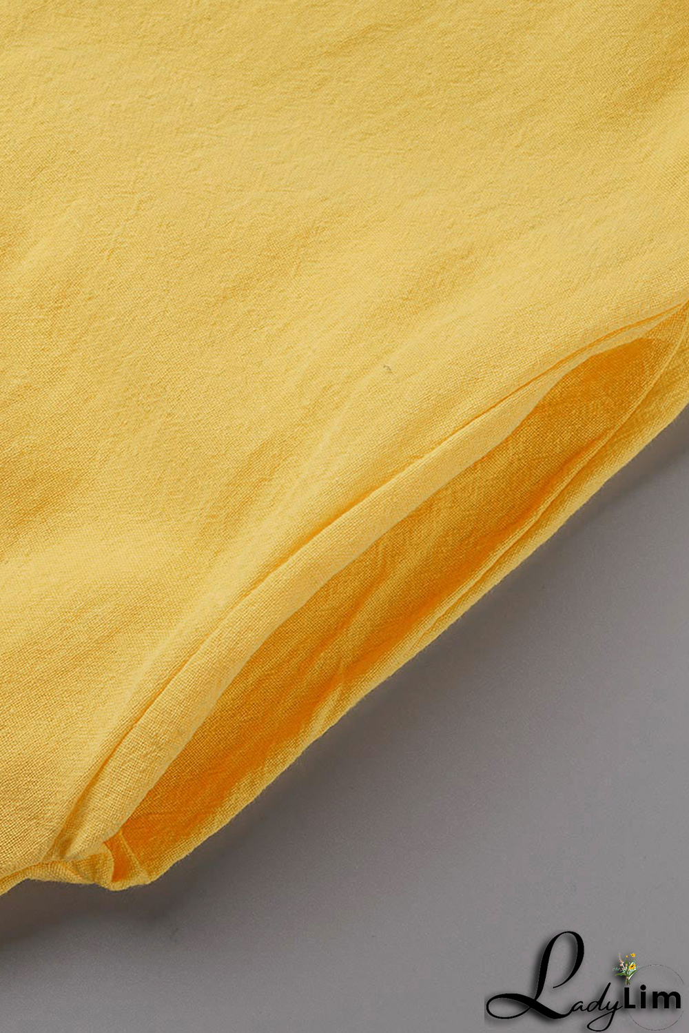 Yellow Casual Solid Patchwork O Neck Straight Dresses