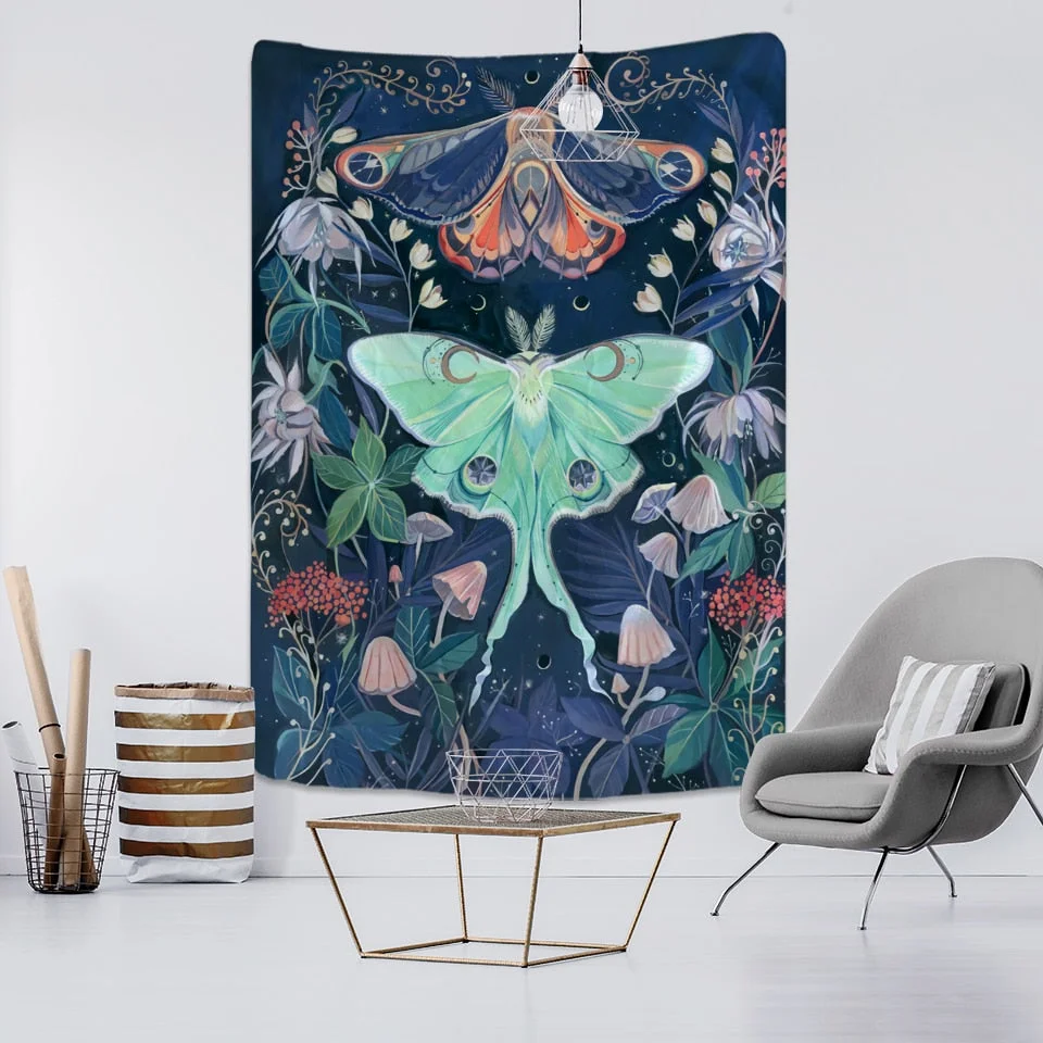 Butterfly Mushroom Tapestry Wall Hanging Colorful Bohemian Hippie TAPIZ Psychedelic Witchcraft Simple Art Room Home Decor