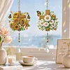 2 pi&egrave;ces de croix et fleurs DIY peinture acrylique en diamant carillon pour adultes peinture 5D en diamant attrape-soleil avec pendentif en cristal double face suspendu diamants peinture artistique cadeau cadeau pour la maison