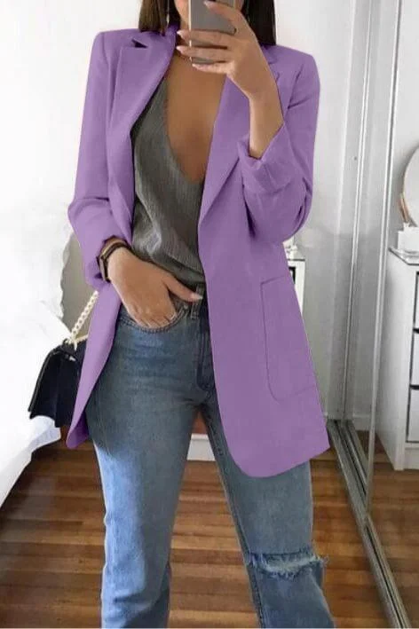 Solid Color Lapel Slim Coat
