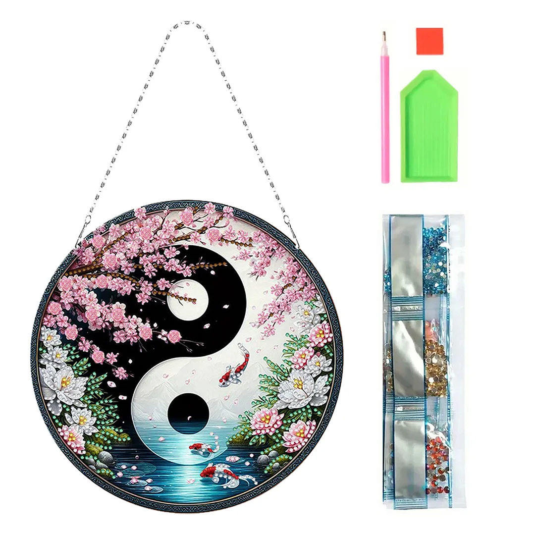 Fish Yin Yang 2D Flat DIY Diamond Painting Set Diamond Art Pendant Home Decor
