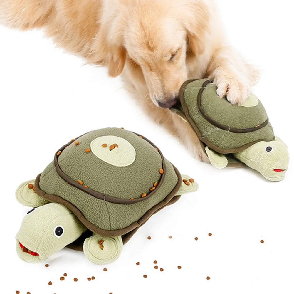 Pets Squeaky Sniffing Turtle Slow Feeding Training Cat Dog Toy