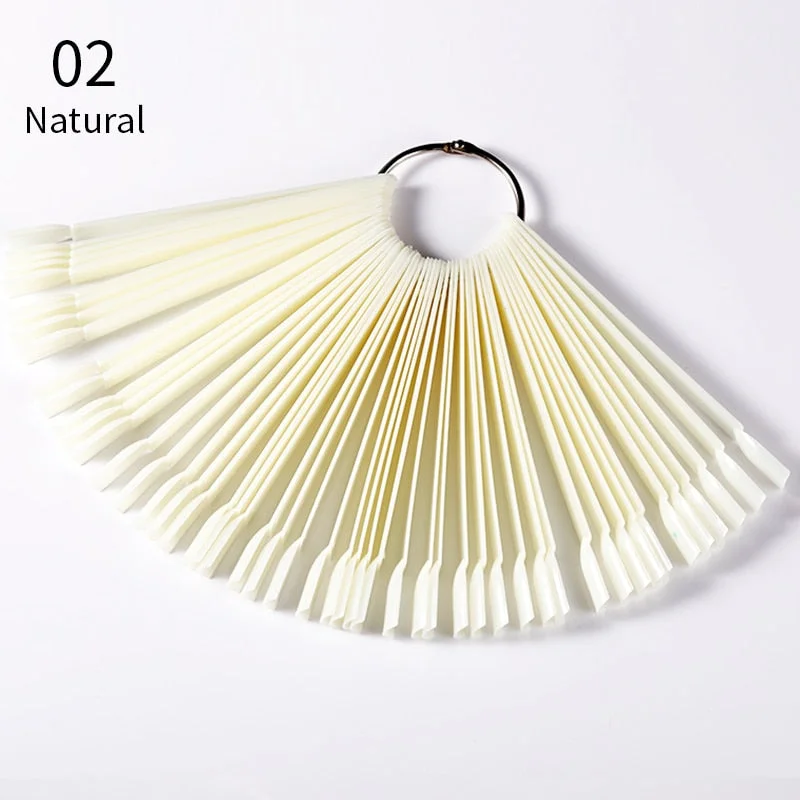 1Set False Nail Tips Fan Nature Nail Art Round Full Cover Display Practice Tools Fake Nails Manicure Acrylic UV Gel Polish-Nail Inspo