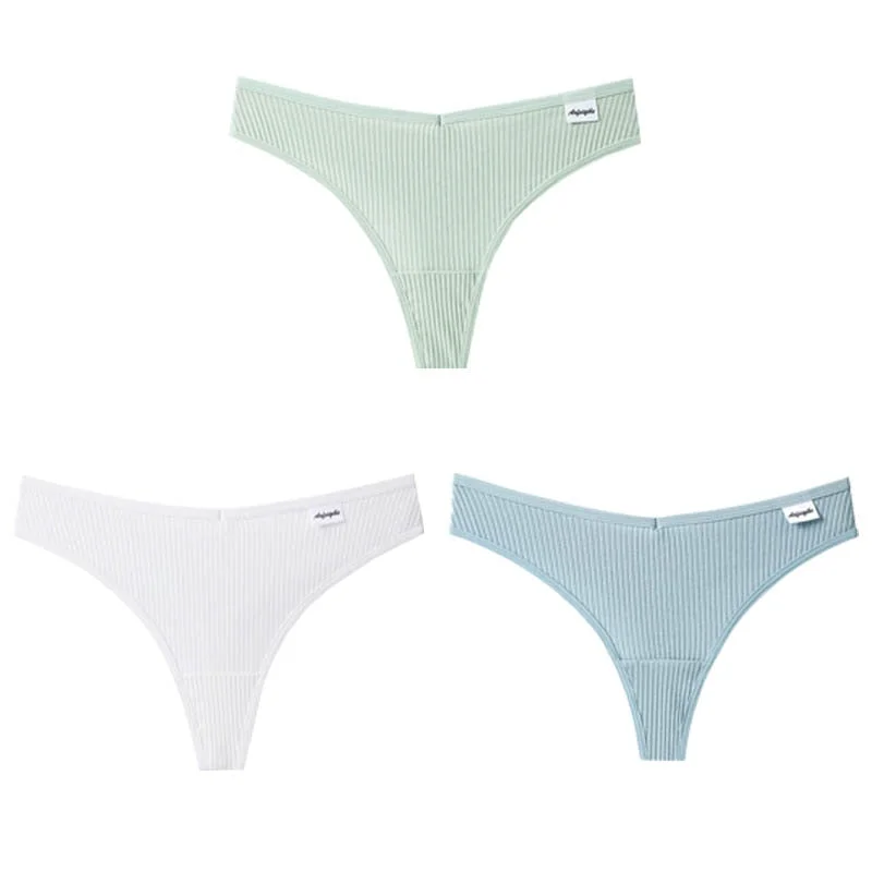 CINOON 3Pcs/Lot V Waist Cotton G-String Thong Panties String Underwear Women Briefs Sexy Lingerie Pants Low-Rise Ladies Intimate