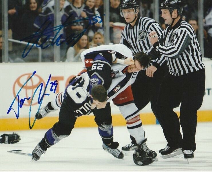 TOM KOSTOPOULOS & OLE-KRISTIAN TOLLEFSEN SIGNED HOCKEY FIGHT 8x10 Photo Poster painting!