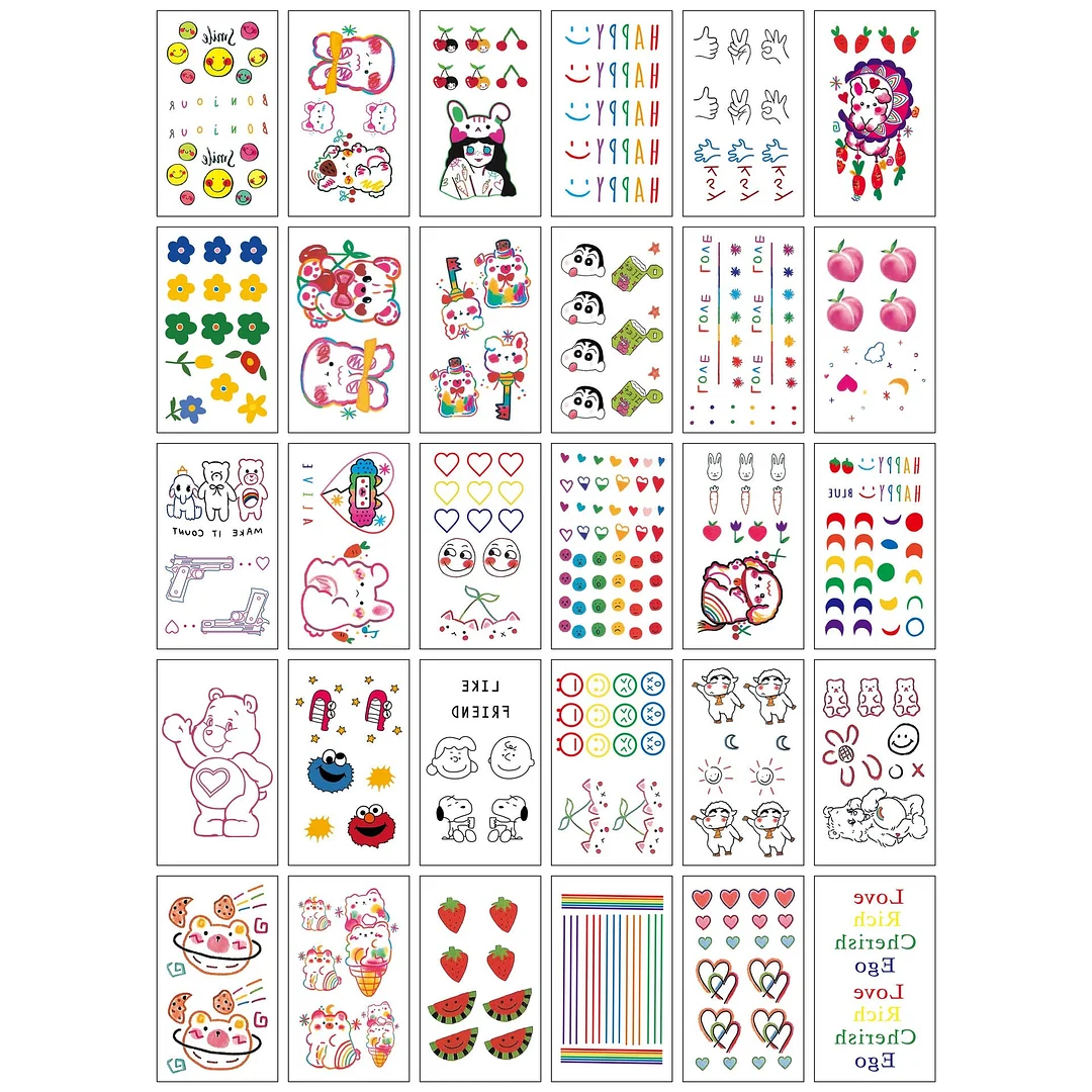 3D personality children young men and women fashion flowers simple text love arm neck wrist waterproof temporary tattoo stickers