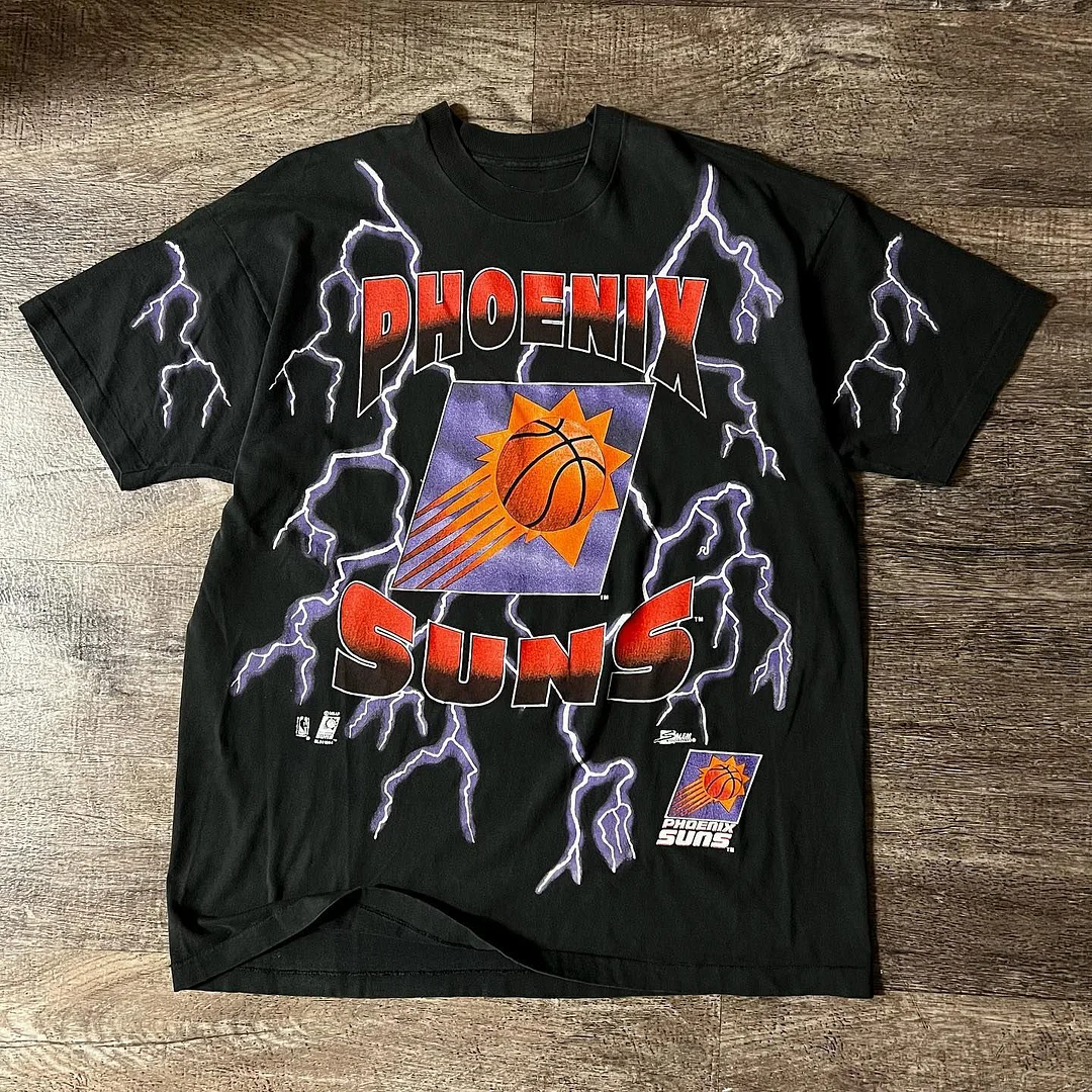 Basketball Lightning Print Short Sleeve T-shirt