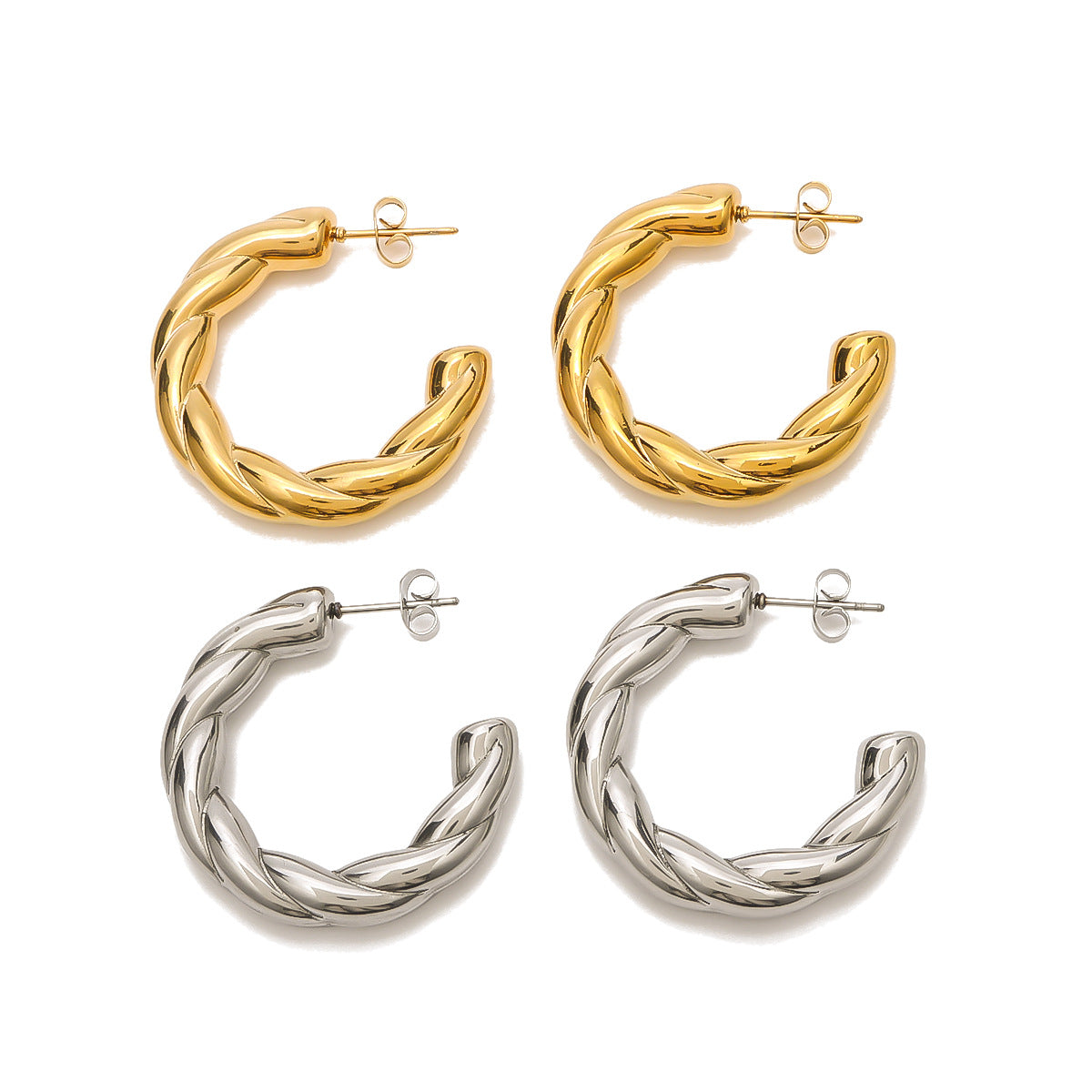 IG Style Circle Round Geometric Stainless Steel Electroplating Earrings