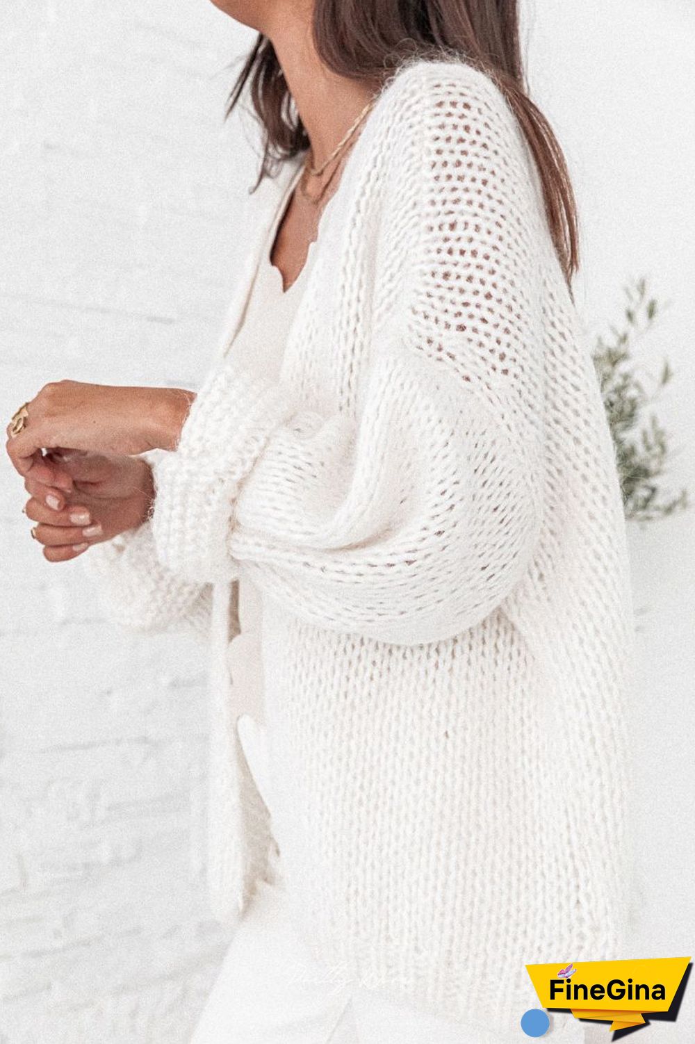 Baggy Long Sleeve Plain Cardigan