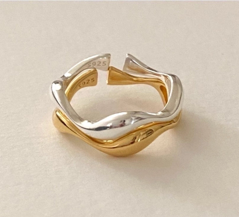 1 Piece Minimalist Solid Color Sterling Silver Plating 18k Gold Plated Open Ring4