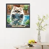 Diamond Painting-DIY Full Round Drill Cat and Fish