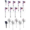 8Pcs American Flag Solar Stake Lights Weatherproof Garden Decorative Pole Flag Light Impact  Welcome Powered Outdoor Gardening Light for Outdoor Gardening Patio Yard