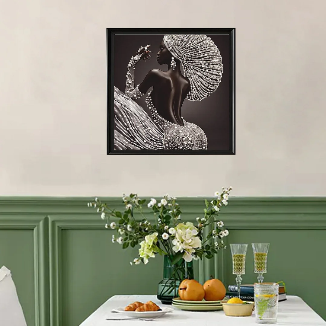 Diamond Painting - Partial Special Shaped Drill - Silver Crown Lady(Canvas|30x30cm)