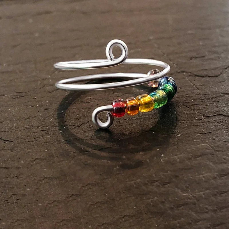 Rainbow Beads Fidget Ring
