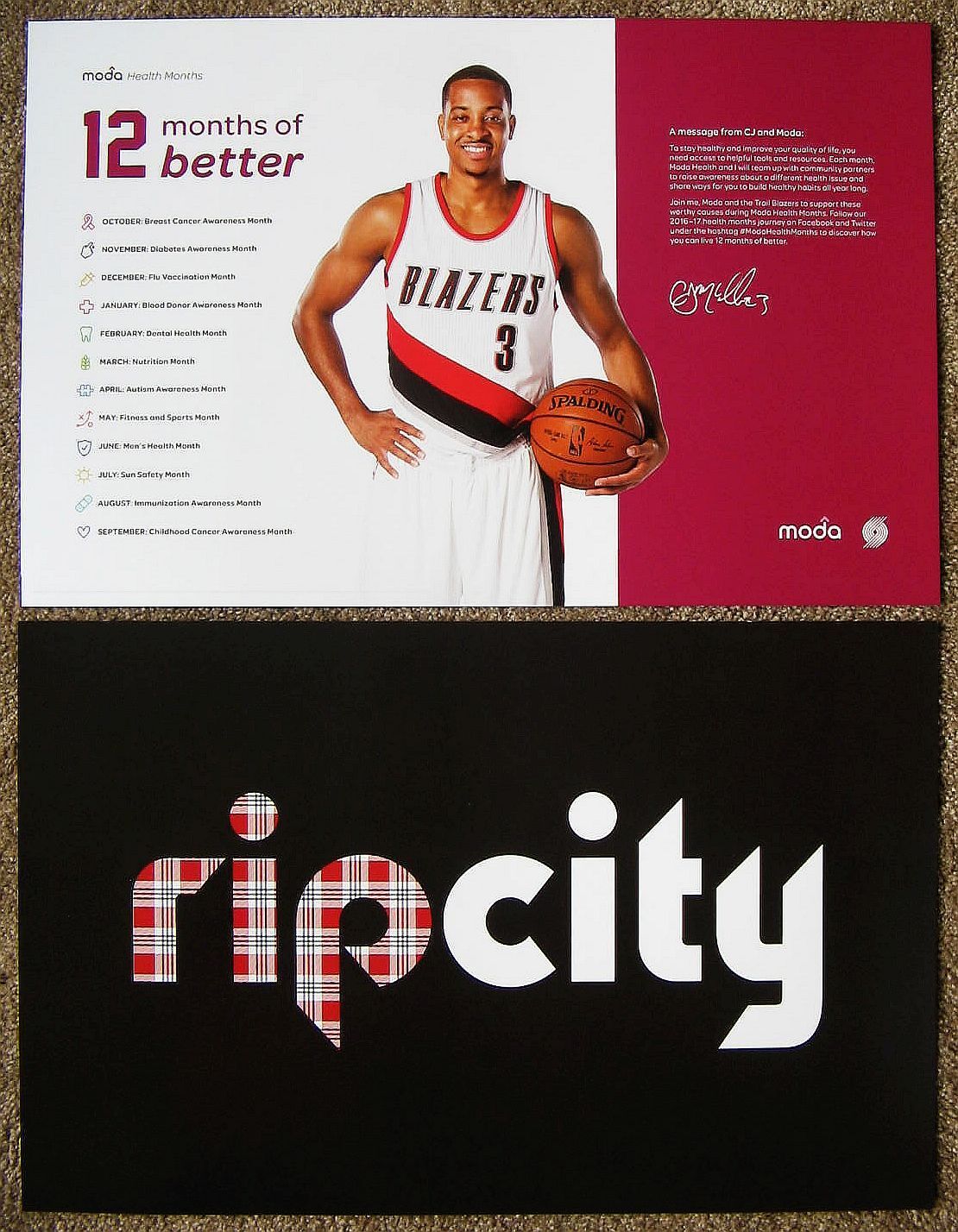 CJ McCOLLUM 2016-7 Blazers POSTER Game Handout 2-Sided Portland Trailblazers SGA