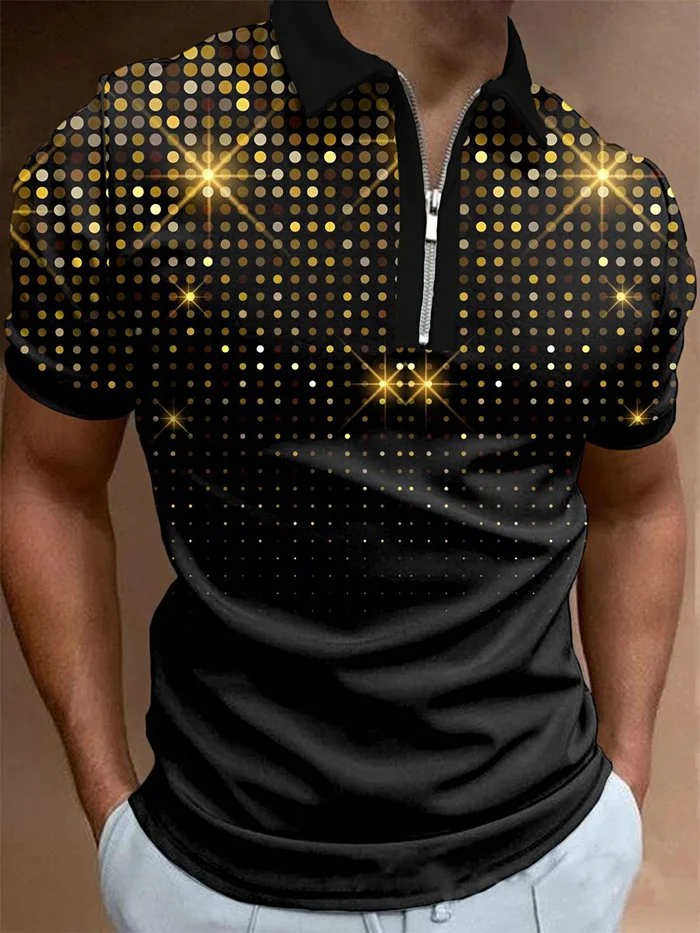 Modisches lässiges Poloshirt mit schwarzem Golddruck