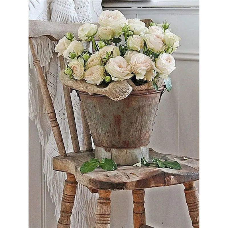 Diamond Painting - Full Round/Square Drill - Flowers On Chair(30*40 - 50*60cm)