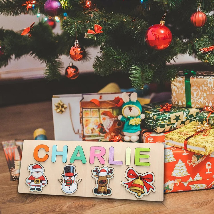Navidad-Puzzles/Rompecabezas para bebés Papá Noel 1 nombre personalizado