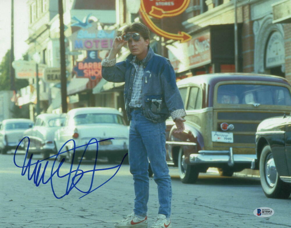 MICHAEL J FOX SIGNED AUTOGRAPH 11x14 Photo Poster painting - MARTY BACK TO THE FUTURE E BECKETT