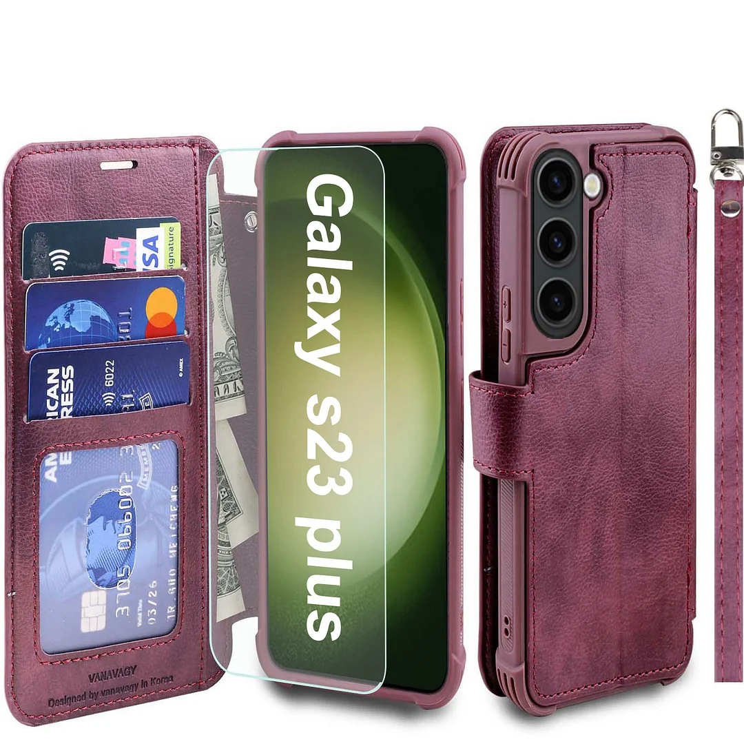 VANAVAGY Galaxy S23+ Plus 5G Wallet Case